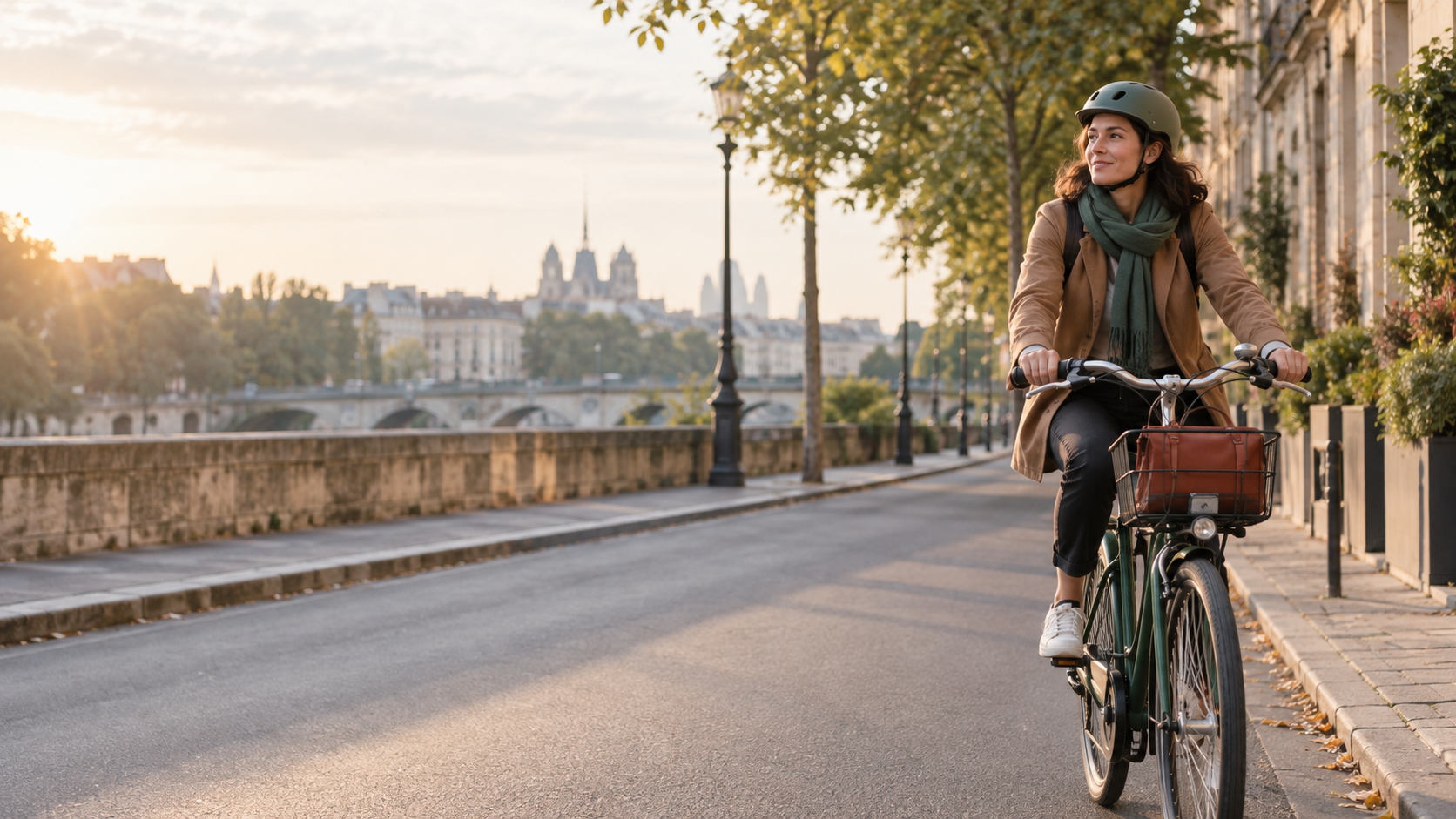 Cycliste sur un trajet quotidien en ville